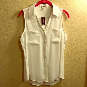 Express Tops - Express White Sleeveless Portofino Express Tops - Express White Sleeveless Portofino
